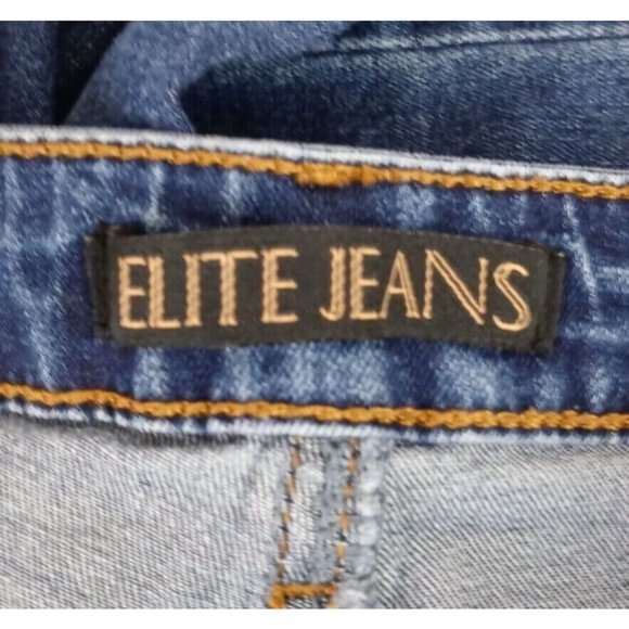 Elite Jeans Ripped Distressed Floral Patch Straight Leg Jeans Size 13/14 - Picture 6 of 8